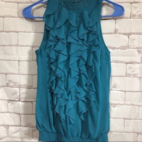 Mossimo Supply Co. Tops - Mossimo teal turquoise aqua ruffle career sleeveless blouse top women’s size XS